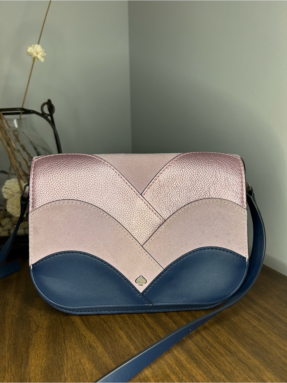 Kate Spade Nadine Patchwork Flap Crossbody Petrol Blue Lavender